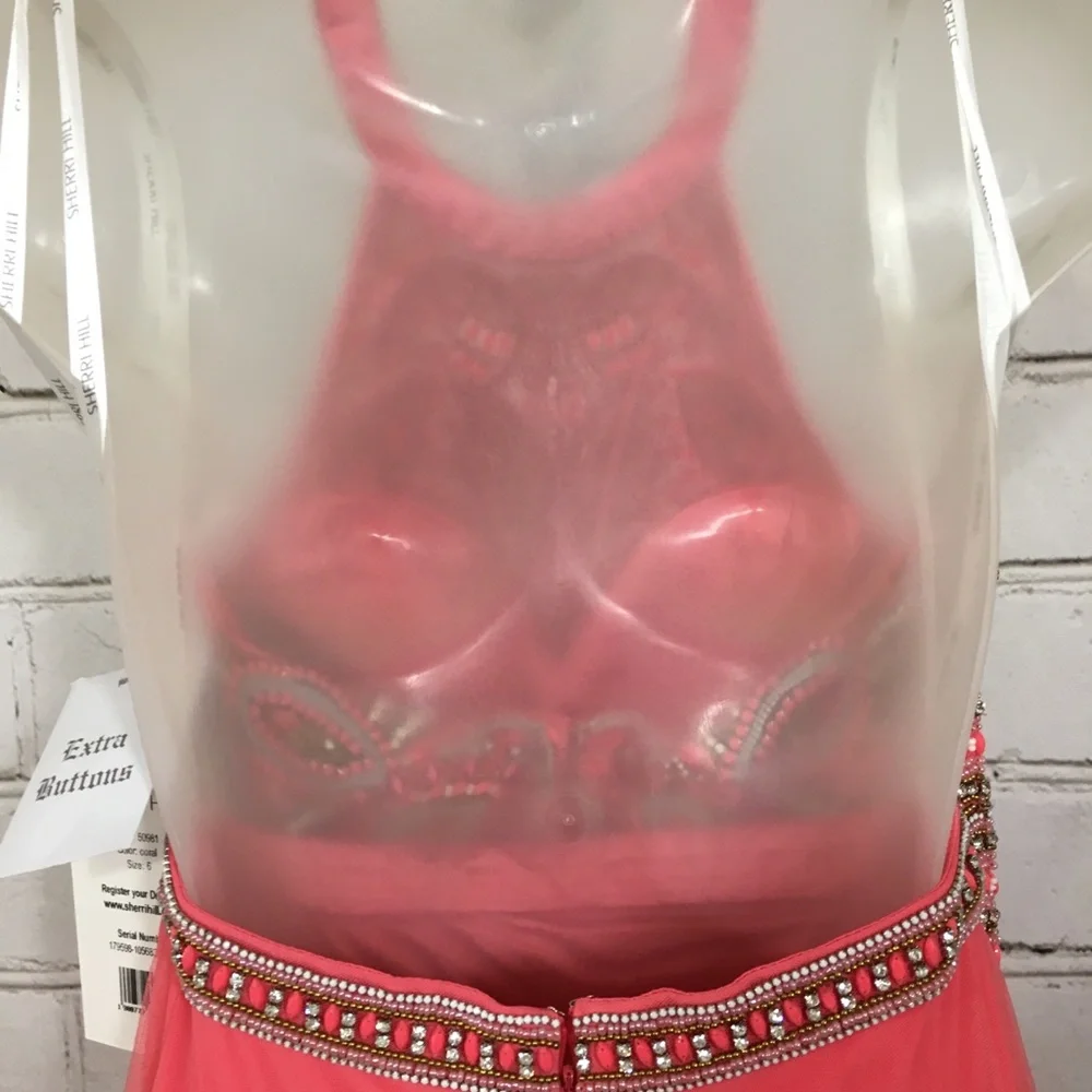 Sherri Hill Coral 2 Piece Gown Size 6 - Picture 7 of 12